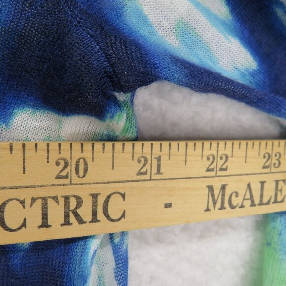 Chicos Jacket Large Blue Green Open Front Boho Lace Trim Lightweight Kimono - Picture 9 of 10